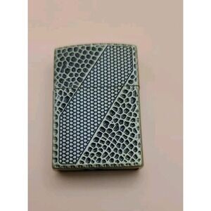 New Retro Butane Brass Tone Snake Skin Lighter, Soft Flame